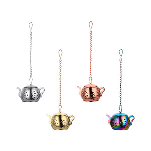 Infuseur à thé en acier inoxydable or Rose de haute qualité, rond en métal, en forme de théière, porte-boule - Product Image 3