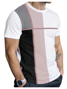 Men's Casual T <b>Shirts</b> Short Sleeve Crew Neck Geometric Color Block <b>Patchwork</b> Tees Summer Tops - Product Image 5