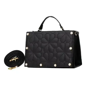 Bolso Cruzado Gisela para Mujer de Fana, Negro, Cuero Genuino, Cierre de Cremallera, Correa Única, Patrón Geométrico, Estilo Veraniego - Product Image 3