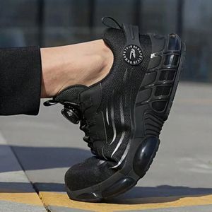 Chaussures de sécurité pour hommes, à bout en acier, anti-écrasement, anti-perforation, respirantes, pour le travail, l'industrie de la construction, à lacets, tube moyen - Product Image 1