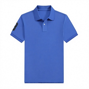 Polo en coton pour homme à manches courtes, brodé, couleur unie, coupe classique, pour le golf, décontracté, respirant, haut décontracté en coton - Product Image 3