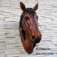 Statue de cheval en polyrésine naturelle, décoration murale de tête de cheval, en vente
