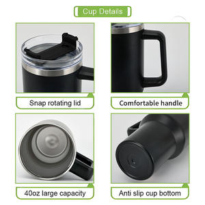 แก้วน้ำสแตนเลสขนาด 40 ออนซ์ พร้อมหูจับ แก้วกาแฟร้อน พร้อมหลอดดูด กระติกน้ำสุญญากาศ เก็บความร้อน พกพาสะดวกสำหรับการเดินทาง - Product Image 3