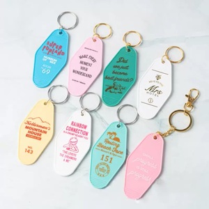 Wholesale Custom Advertising Positive Promotional Plastic Hotel Keychain Plastic Acrylic Bag Charm for Hotels and Motels