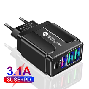 Cargador USB PSDA PD 36W EU US/UK Adaptador 4 puertos QC3.0 cargador rápido teléfono carga portátil para iPhone Huawei Xiaomi Samsung - Product Image 1
