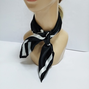 NO MOQ Custom <strong>White</strong> Horse <strong>Black</strong> Headband Hair Bandana Square Neck Pure Silk <strong>Scarf</strong> for Women - Product Image 3