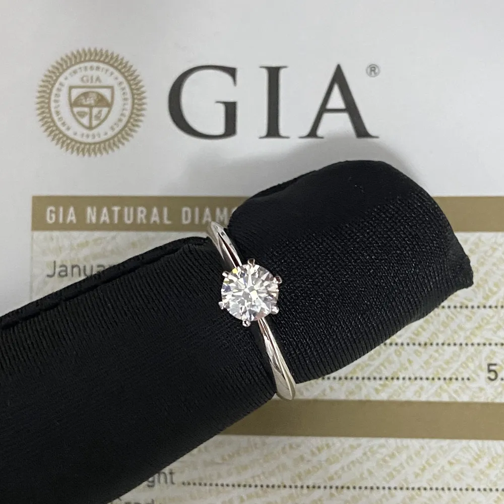 HQ GEMS 18K White Solid Gold 0.5 Carat GIA SI 100% Natural Original Diamond Engagement Ring For Women