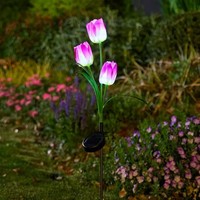 Lampes solaires LED en forme de tulipe, blanc chaud, IP65, étanches, pour jardin, mariage, fête, terrasse extérieure, décoration de cour