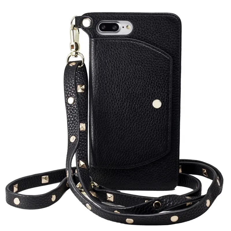 Ốp Điện Thoại Sang Trọng Chính Hãng Pebble Leather Cross Body Có Dây Đeo Vai Túi Đựng Thẻ Cho Iphone XR X XS 11 12 Pro Max