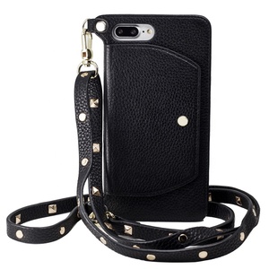 Ốp Điện Thoại Sang Trọng Chính Hãng Pebble Leather Cross Body Có Dây Đeo Vai Túi Đựng Thẻ Cho Iphone XR X XS 11 12 Pro Max - Product Image 1