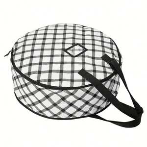 Round Buffalo Plaid Wreath <b>Storage</b> Containers Sturdy Oxford Christmas Wreath <b>Storage</b> <b>Bag</b> With <b>Zipper</b> and Handles - Product Image 3