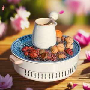 Barbecue multifonctionnel sans fumée avec anneau d'eau, blanc, portable et pliable, pour la maison, le camping en plein air et la préparation du thé - Product Image 2