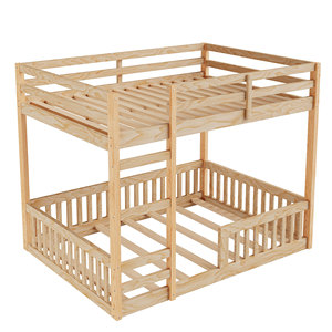 Lit superposé pour enfants en pin massif avec barrières de sécurité, couleur blé, meubles de chambre à coucher pour enfants de 3 à 12 ans - Product Image 5