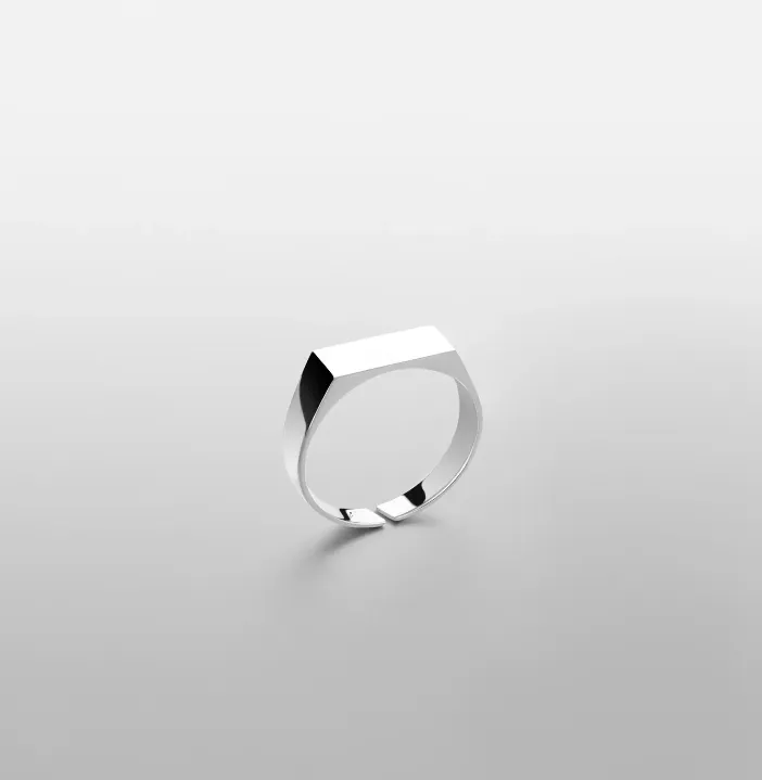 Inspire Jewelry Hot Selling Hollow Arc Signet Ring Simple Rectangular Light Plate Adjustable Stainless Steel for Man woman