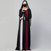 Robe d'été de haute qualité multicolore Kaftan Casual Big Size Long Sleeve Muslim Women Maxi Abaya