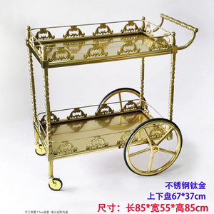 Carrito de comedor de <span class=keywords><strong>hotel</strong></span> Carrito de mano de metal <span class=keywords><strong>Fiesta</strong></span> Carrito de servicio de habitación de 2 capas Carrito de licor de boda - Product Image 3