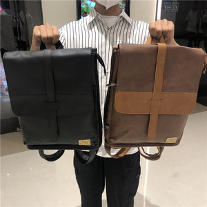 Men's <b>Backpack</b> Polyester 14 Inches Business Travel School Bag Black Coffee Color Middle Size - Product Image 3