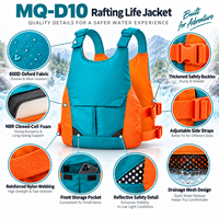 Gilet de sauvetage pour rafting en eaux vives 150N 600D Oxford, équipement de flottabilité réglable pour kayak, canyoning, sauvetage aquatique