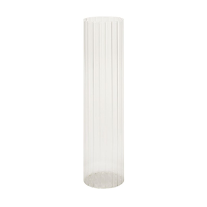 Vente en gros de couvercle de cylindre de <span class=keywords><strong>bougie</strong></span> en verre transparent nervuré à extrémité ouverte résistant à la chaleur couvercle de tube d'ombre de cheminée transparent - Product Image 1