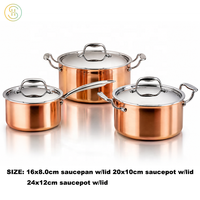 Batterie de cuisine en cuivre 3 plis OEM pour la cuisine à domicile