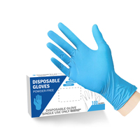 Boîte de 100 Gants d'Examen en Nitrile Bleus Non Poudrés, Usage Médical, Dentaire et Professionnel