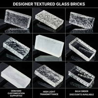 Briques de verre cristallin ultra-blanc texturé massif 200x100x50mm, directement de l'usine, pour cloisons intérieures et fonds de bar commerciaux