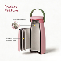 Bouteille d'eau en acier inoxydable de 600 ml (20 oz) avec couvercle à paille et revêtement intérieur en céramique, double paroi isolée sous vide, anti-fuite