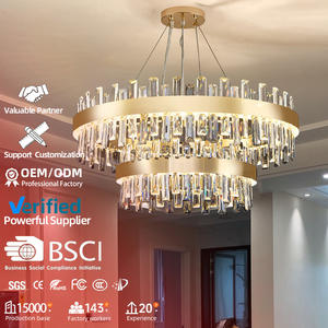 Klassischer Moderner Luxus Villa Runder Hochzeits-LED-Kristallkronleuchter für Hotel Wohnzimmer Höhenverstellbare Hängelampe - Product Image 1