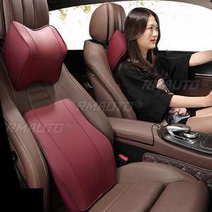 Coussin de tête en mousse à mémoire de forme pour voiture, supports de siège en cuir, ensemble de coussins de dossier réglables, appui-tête auto, coussins lombaires - Product Image 2