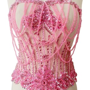 Apliques de Encaje con Pedrería Acrílica Hechos a Mano, Decoración con Cuentas, Parches <span class=keywords><strong>para</strong></span> Vestidos y Accesorios de Ropa - Product Image 3