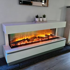 Chimenea Eléctrica Lineal de Pared con Repisa, Calentador con <span class=keywords><strong>Llama</strong></span> LED Multicolor para Sala de Estar o Pared de TV - Product Image 5