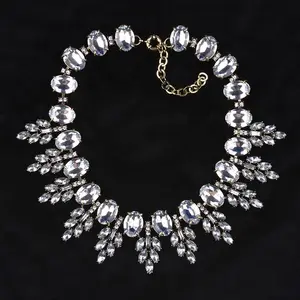 Perhiasan Art Deco Perhiasan Kostum Aksesori Hadiah Kalung Leher Pengiring Pengantin Kristal Berlian Imitasi Pernyataan Kalung untuk Wanita