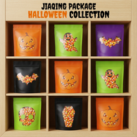 Sachet Doypack Personnalisé Anti-odeur Refermable Découpé sur Mesure Forme Spéciale pour Emballage Alimentaire (Snacks, Bonbons, Chewing-gums) Halloween avec Fermeture Éclair