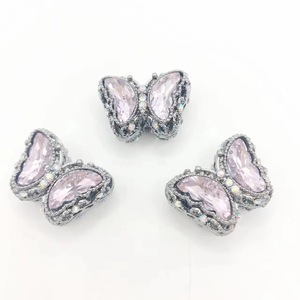 Accessoire de bijoux portable en alliage de cristal électroplaqué 3D avec strass en forme d'aile de papillon pour porte-clés et colliers DIY - Product Image 4