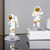 Support de téléphone astronaute en résine avec logo personnalisé et base en forme de surface lunaire, figurine spatiale originale pour la décoration de bureau
