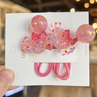 Nouveauté tendance, vente chaude, 2 pièces/ensemble, élastiques à cheveux pour filles, couleur bonbon, brillants, fraises, attaches pour cheveux de bébé, accessoires pour cheveux