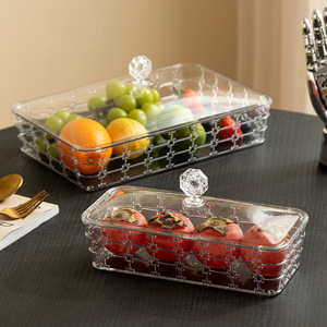 Plastic Fruit Plate Four Compartment With Lid For Home Snack Storage Rectangle Shape Party Use - Product Image 2