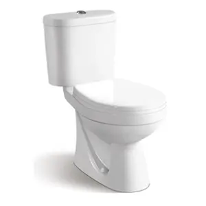 Wc Kamar Mandi Toilet Wc Rusia Populer Dua Potong Toilet Toilet Gravitasi Terpasang Di Lantai Keramik Berkualitas Baik, Penyiram Dual-Flush