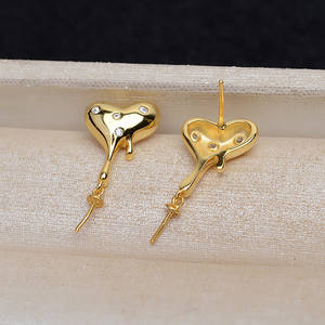 อุปกรณ์ทำต่างหูเงินแท้ S925 แบบ DIY สำหรับต่างหูมุกสองวง  ฐานต่างหูสำหรับมุกเรียบขนาด 6-7 มม.  รุ่น 16271  อะไหล่เครื่องประดับ - Product Image 1