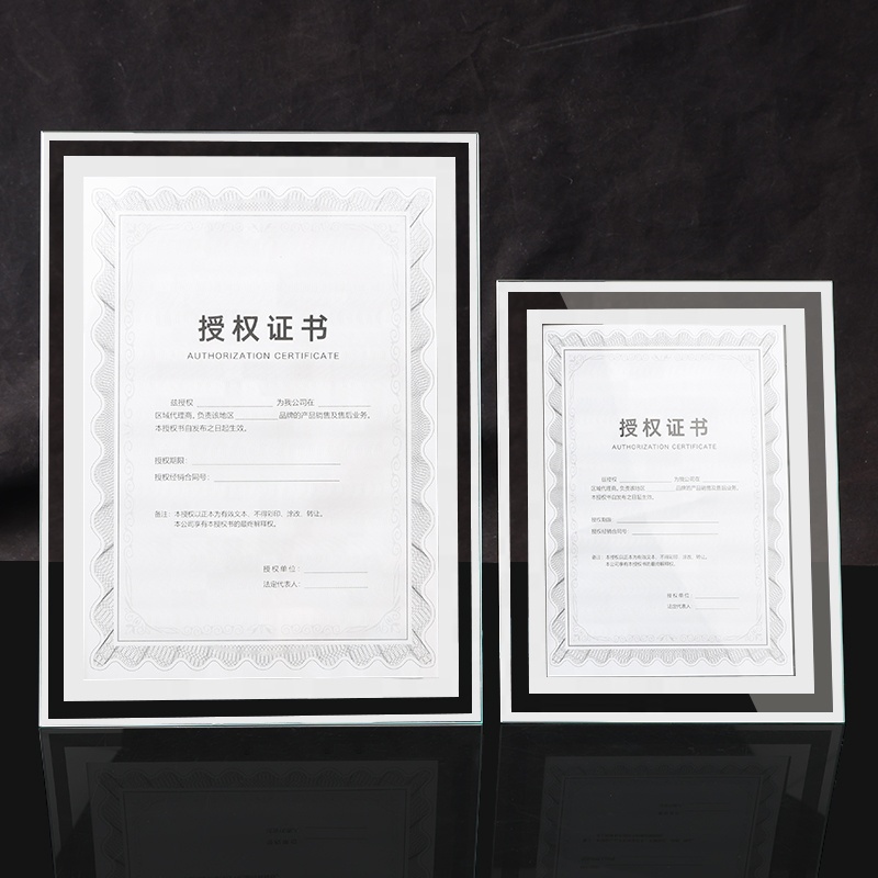 Crystal Glass Photo Frame A4 A5 License Frame Desktop Display Certificate Photo Frame