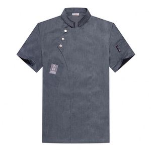 Chaqueta de Chef Moderna <span class=keywords><strong>para</strong></span> Cocina de Comida Rápida, con Cierre a Presión, Manga Corta, <span class=keywords><strong>para</strong></span> Hombre y Mujer, Uniforme <span class=keywords><strong>para</strong></span> <span class=keywords><strong>Trabajar</strong></span> <span class=keywords><strong>en</strong></span> <span class=keywords><strong>Restaurante</strong></span> - Product Image 3