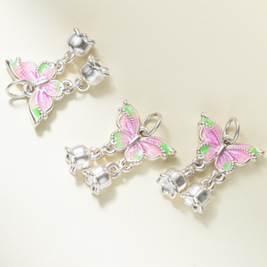 Ciondolo a <span class=keywords><strong>Campanula</strong></span> con Farfalla in Argento Puro S999 e Resina Epossidica, Accessorio Fai-da-Te per Braccialetti e Corde Intrecciate - Product Image 4
