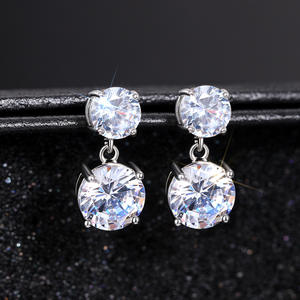 Pendientes de Cristal con Baño de Oro Blanco E3055, Engaste de Garra, Joyería Clásica para Bodas de Mujer - Product Image 5