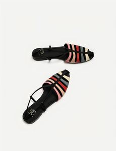 Niche Woven Hollow Color Block Closed Toe <b>Flat</b> Roman <b>Sandals</b> Women Versatile commuter Summer Outdoor Shoes - Product Image 5