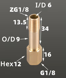 Sambungan Pipa <span class=keywords><strong>Nipple</strong></span> Kuningan BSP Female ke Male 1/8 inci, 1/4 inci, 3/8 inci x Panjang 35-300mm untuk Sistem Pendingin Cetakan - Product Image 5
