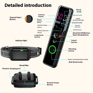 Penyumbat gonggongan elektrik Remote Control layar berwarna katun kerah latihan anjing tahan air dapat diisi ulang lintas batas - Product Image 3