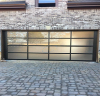 Porte de garage sectionnelle moderne LongTai 9x8 9x7 16x7 à vue complète en aluminium et verre trempé, prix porte de garage en plexiglas