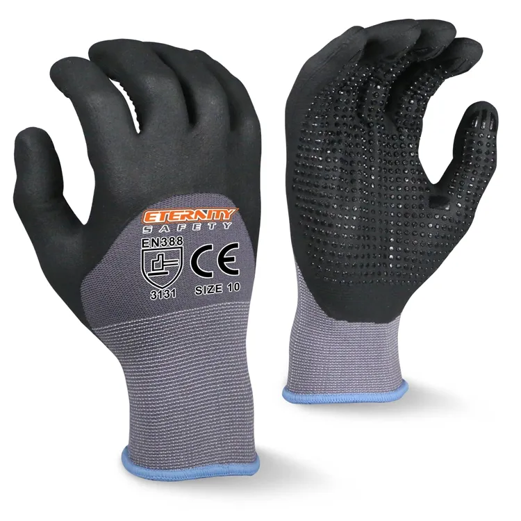 ENTE SAFETY Excellent Grip Breathable Comfortable Dotted Palm 15G Nylon Spandex Nitrile Foam Custom General Work Glove