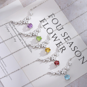 Collier de fleurs de glycine en pierre naturelle, coupe ronde de 6mm, en argent Sterling 925, bijoux en cristal coloré, pour cadeau d'anniversaire, 9 pièces - Product Image 3