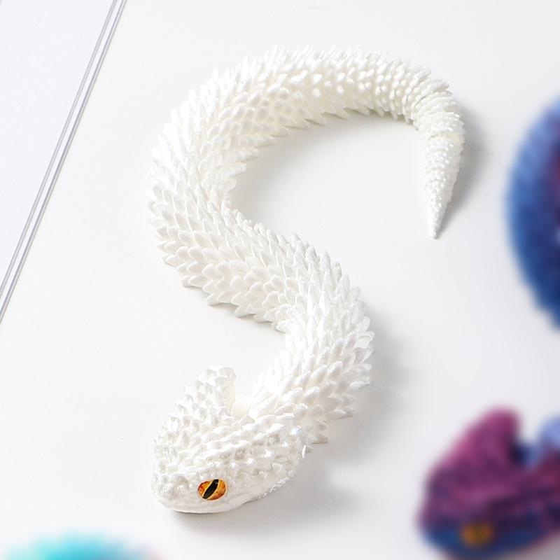 Serpent blanc à bouche ouverte de 25 cm